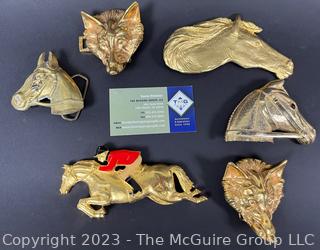 Collection of Fox Hunting and Riding Women's Belt Buckles Including Dotty Smith 