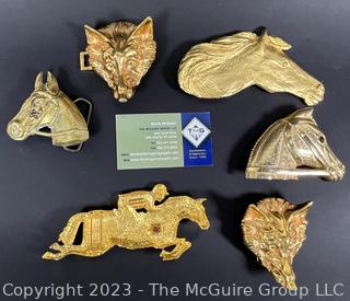 Collection of Fox Hunting and Riding Women's Belt Buckles Including Dotty Smith 