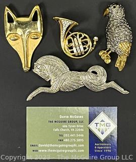 Four (4) Costume Jewelry Brooches.  