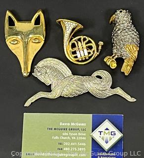 Four (4) Costume Jewelry Brooches.  