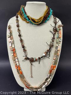 Three (3) Natural Material Necklaces Including Abalone.