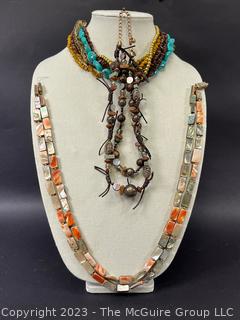 Three (3) Natural Material Necklaces Including Abalone.