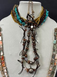 Three (3) Natural Material Necklaces Including Abalone.