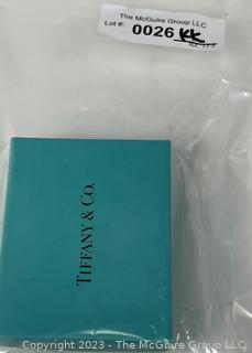 Tiffany & Co Sterling Silver Round Engraved Pill Box with Pouch and Box