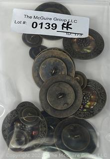 Set of Antique Brass, Marcasite and Mother of Pearl Buttons