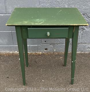 Green Wood Crate and Barrel Side Table, Condition Issues. Measures 23.5w x 16d x 28"h