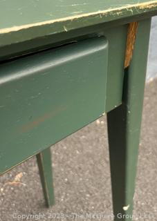 Green Wood Crate and Barrel Side Table, Condition Issues. Measures 23.5w x 16d x 28"h