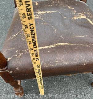 English 19th Century Leather Upholstered High Back Arm Chair. 1 of 2 being offered in this auction