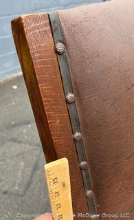 English 19th Century Leather Upholstered High Back Arm Chair. 1 of 2 being offered in this auction