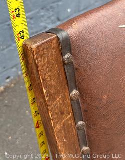 English 19th Century Leather Upholstered High Back Arm Chair. 2/2 being offered in this auction