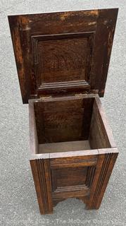 Wooden Hinged Lid Storage Farmhouse Cabinet. 22" tall and 15" square