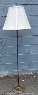 Vintage Brass Floor Lamp with Filigree Weighted Base. 58" Tall with shade