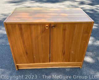 Heavy Mid Century Pine Two Door Cabinet.  Second of three offered in this auction.  20" x 28" x 35"