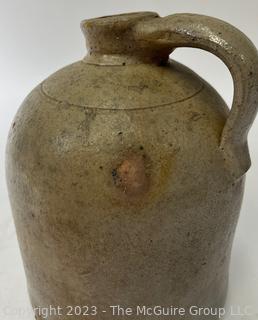 19th Century Salt Glazed Stoneware Jug.  10" tall