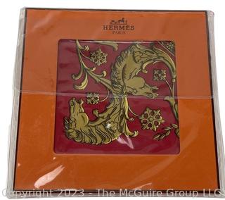 Vintage Hermes La Promenade de Longchamps by Philippe Ledoux Silk Scarf, New and in Package. Has not been removed from packaging.  50” x 52”