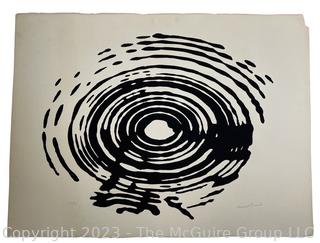 Unframed Black & White Numbered Concentric Circles Print Signed by French Artist Laurent Pinsard.  30 x 22".