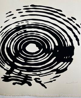 Unframed Black & White Numbered Concentric Circles Print Signed by French Artist Laurent Pinsard.  30 x 22".