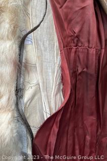 Full-Length Tourmaline Blonde Fur Coat with Fur Leather Belt, Possibly Coyote. 