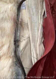 Full-Length Tourmaline Blonde Fur Coat with Fur Leather Belt, Possibly Coyote. 