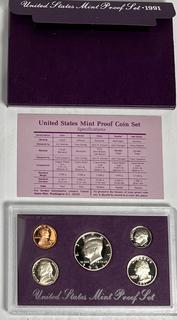 Five (5) 1986 US Mint Proof Coin Sets 1991