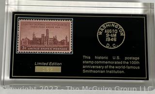 100th Anniversary Limited Numbered Edition Commemorative Smithsonian Postage Stamp Encased in Plexi. 