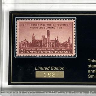 100th Anniversary Limited Numbered Edition Commemorative Smithsonian Postage Stamp Encased in Plexi. 