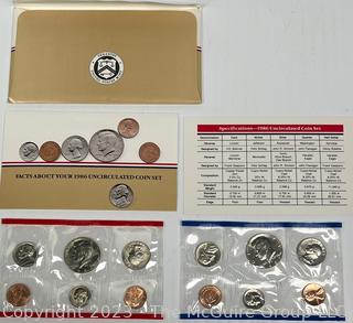 Five (5) 1986 US Mint Uncirculated Coin Sets with P Mint Marks