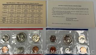 Five (5) United States Mint Uncirculated Coin Sets 1988