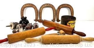 Wooden Rolling Pins, Horseshoes and Ceramic Insulators