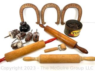 Wooden Rolling Pins, Horseshoes and Ceramic Insulators