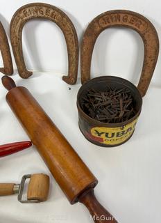 Wooden Rolling Pins, Horseshoes and Ceramic Insulators