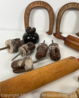 Wooden Rolling Pins, Horseshoes and Ceramic Insulators