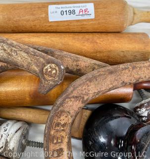 Wooden Rolling Pins, Horseshoes and Ceramic Insulators