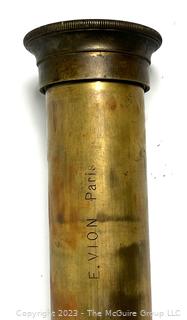 Brass & Leather Nautical Captains Monocular Telescope.  38.5" long 