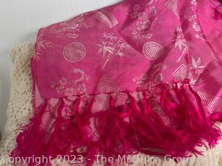 Group of Scarves and Wraps Including Brocade, Velvet Cut Out and Christian Dior Neck Scarf.