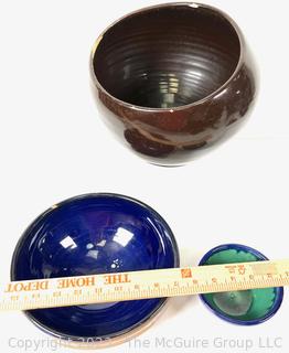 Three (3) Mid Century Artisan Studio Pottery Bowls, One with Makers Mark. 