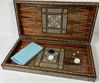 Arabesque Mother of Pearl Inlaid Folding Backgammon & Chess Game Board