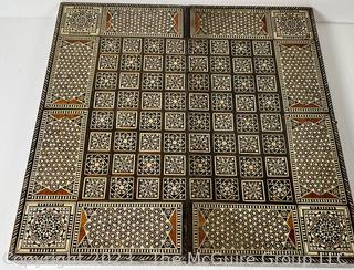 Arabesque Mother of Pearl Inlaid Folding Backgammon & Chess Game Board