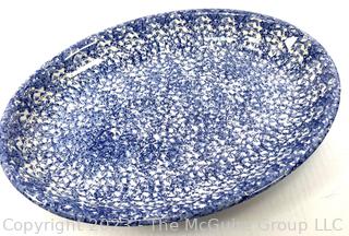 Porcelain Blue White Spongeware Serving Platter