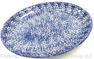 Porcelain Blue White Spongeware Serving Platter