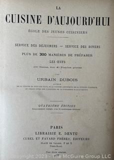 Book: La Cuisine d'Aujourd'hui Cookbook by Urbain-Dubois 1897 in French 