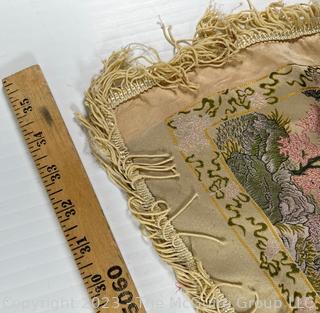 Chinese Silk Embroidered Shawl or Tapestry by Brocaded Flowers