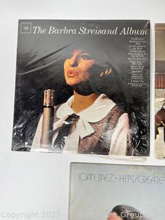 Five (5) Vintage Vinyl LP Records Including Barbara Streisand, Joan Baez, Melanie and Herb Albert