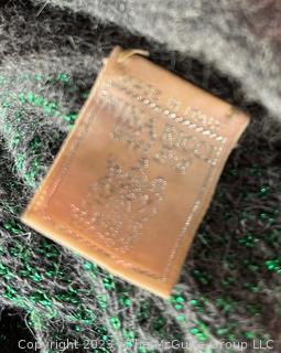 Vintage Nina Ricci 1980's Grey with Green Foil Thread Shamrock Sweater