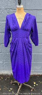 Vintage Nina Ricci Boutique Paris 1980's Purple Silk Cocktail Dress, Size 42