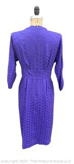 Vintage Nina Ricci Boutique Paris 1980's Purple Silk Cocktail Dress, Size 42