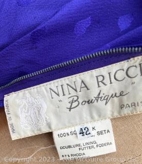 Vintage Nina Ricci Boutique Paris 1980's Purple Silk Cocktail Dress, Size 42