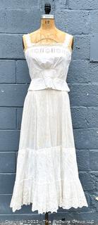 Victorian White Hand Made Lace and Eyelet Two Piece Slip - Skirt and Top