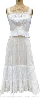 Victorian White Hand Made Lace and Eyelet Two Piece Slip - Skirt and Top