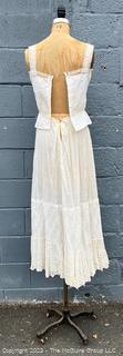 Victorian White Hand Made Lace and Eyelet Two Piece Slip - Skirt and Top